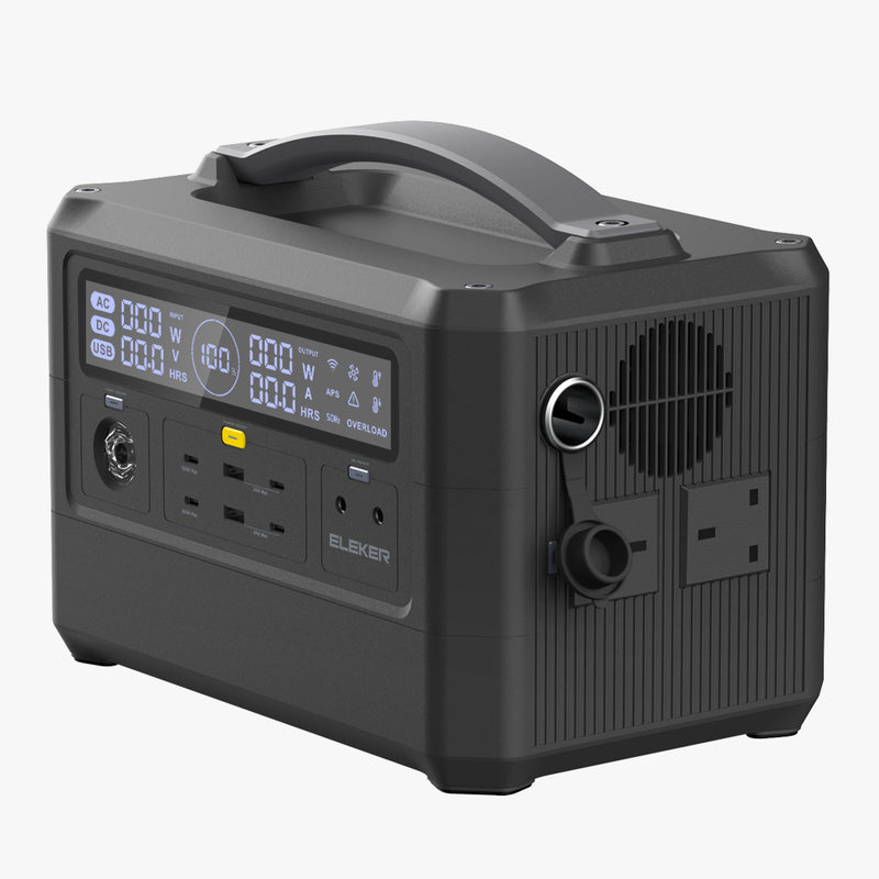 576Wh 600W LiFePo4 Portable Battery Portable Power Station UK Socket 後備電源 太陽能電池 (220V) Eleker