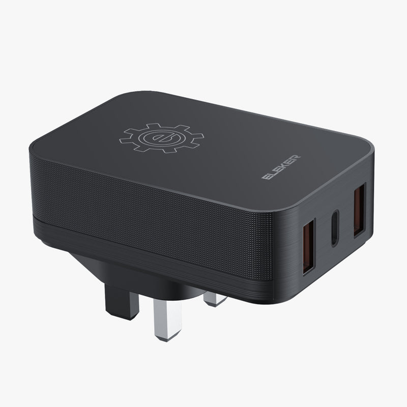38W UK Standard Fast-charging Charger with Type A+C+A Ports