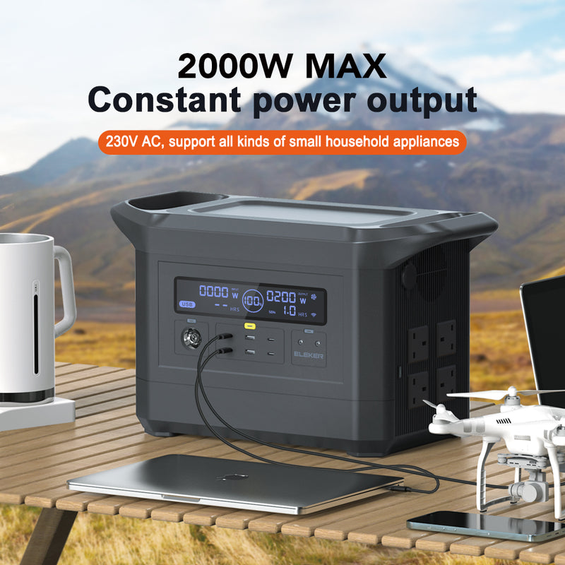 1536Wh 2000W LiFePo4 Portable Battery Power Station Large Campacity UK Socket(220V)