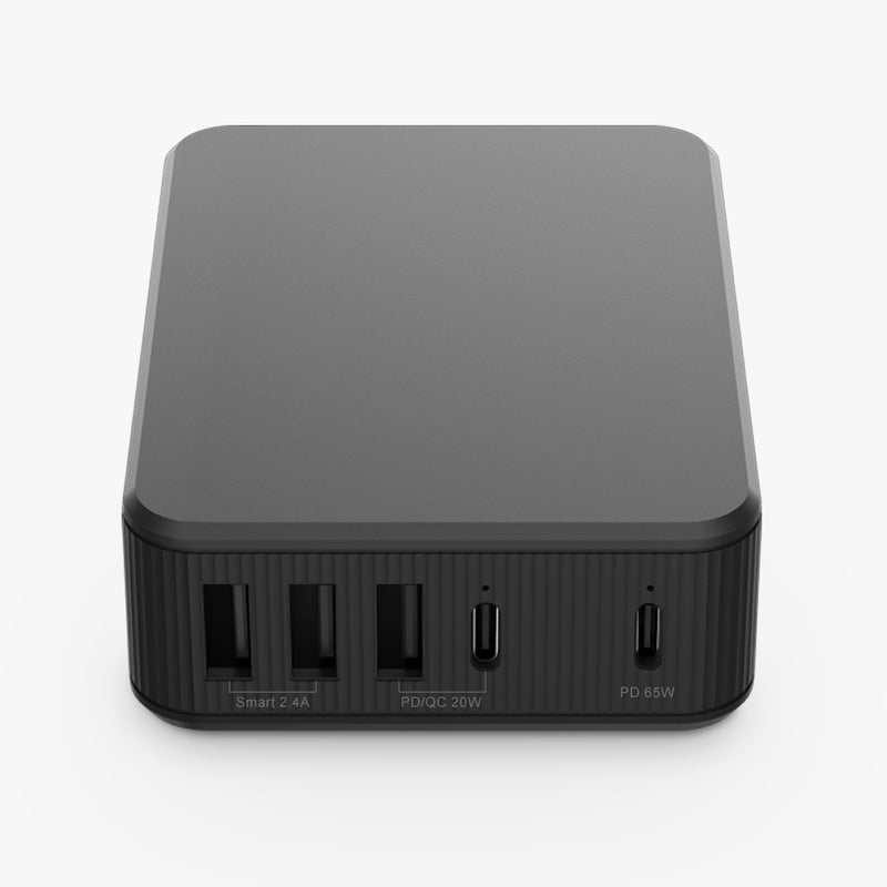 65W Power Charger with 5 Ports and PD, Qc Fast Charging