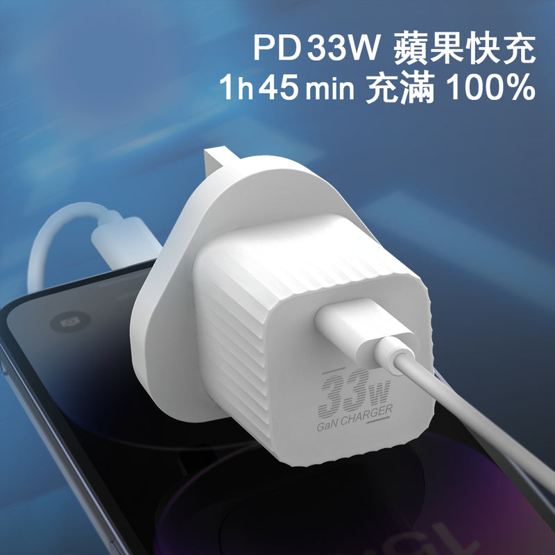 33W Output British Standard Fast-charging Charger with Type C Ports