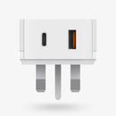QC/PD 18W Output British Standard Charger Type A, C Ports