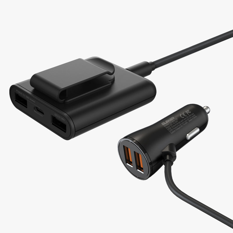54W 5 USB Port At Front And Rear Car With PD QC Fast Charge Eleker 54w-5-usb-port-at-front-and-rear-car-with-pd-qc-fast-charge-eleker