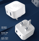 QC/PD 18W Output British Standard Charger Type A, C Ports