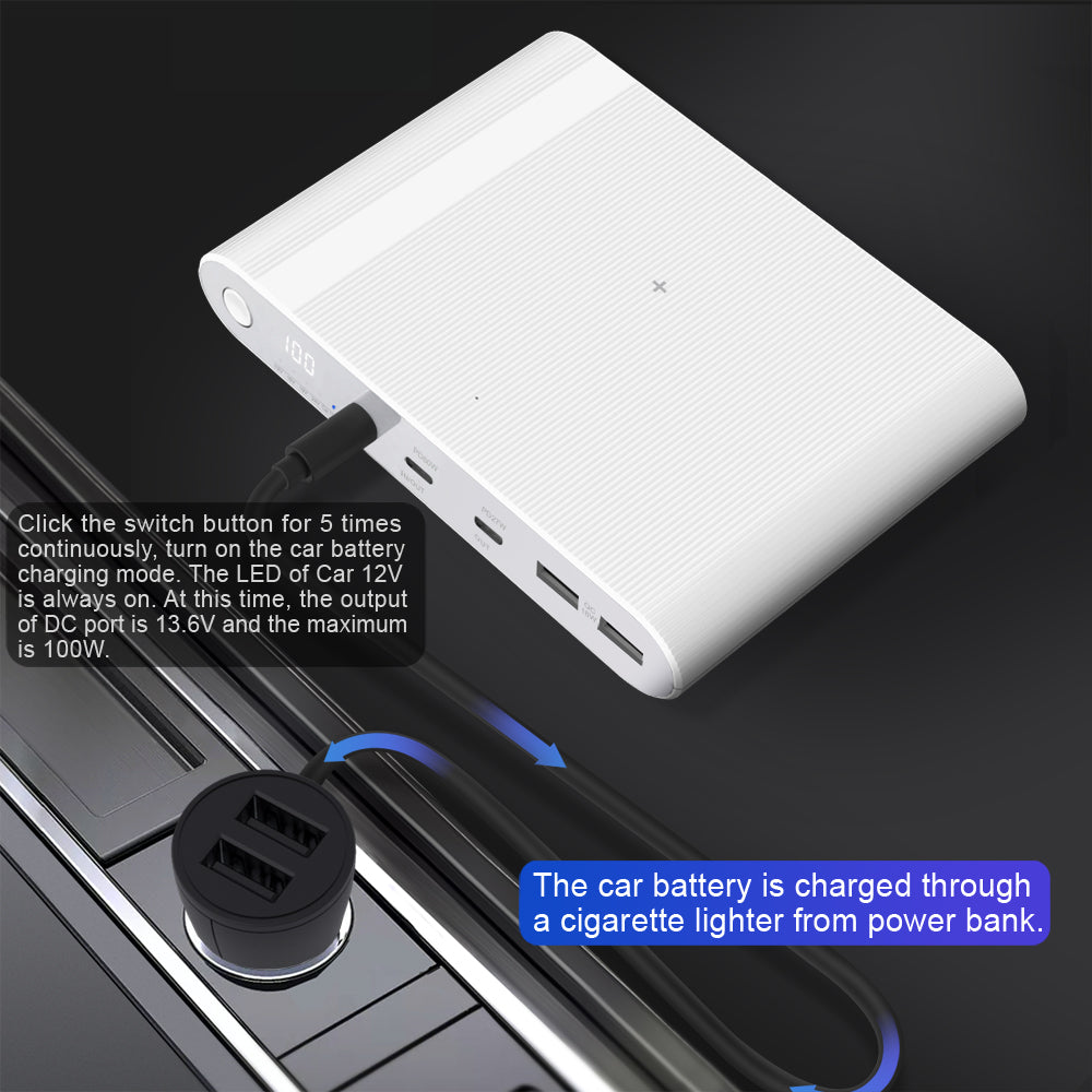 power bank with cigarette lighter 115W 26800mAh Multifunctional Power Bank PD+QC Fast-charging